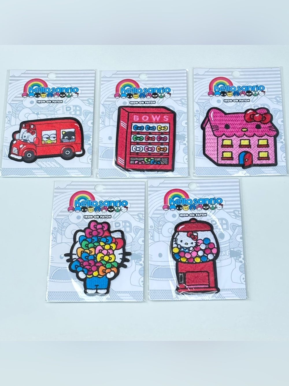 Hello Kitty Sanrio Loungefly 5 Iron On Patch Set Bus House Gumball Bows Kawaii